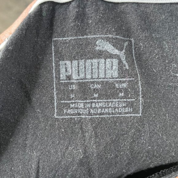 PUMA Womens PUMA Spelled Out Metallic Logo Black Tee Size M - Picture 5 of 11